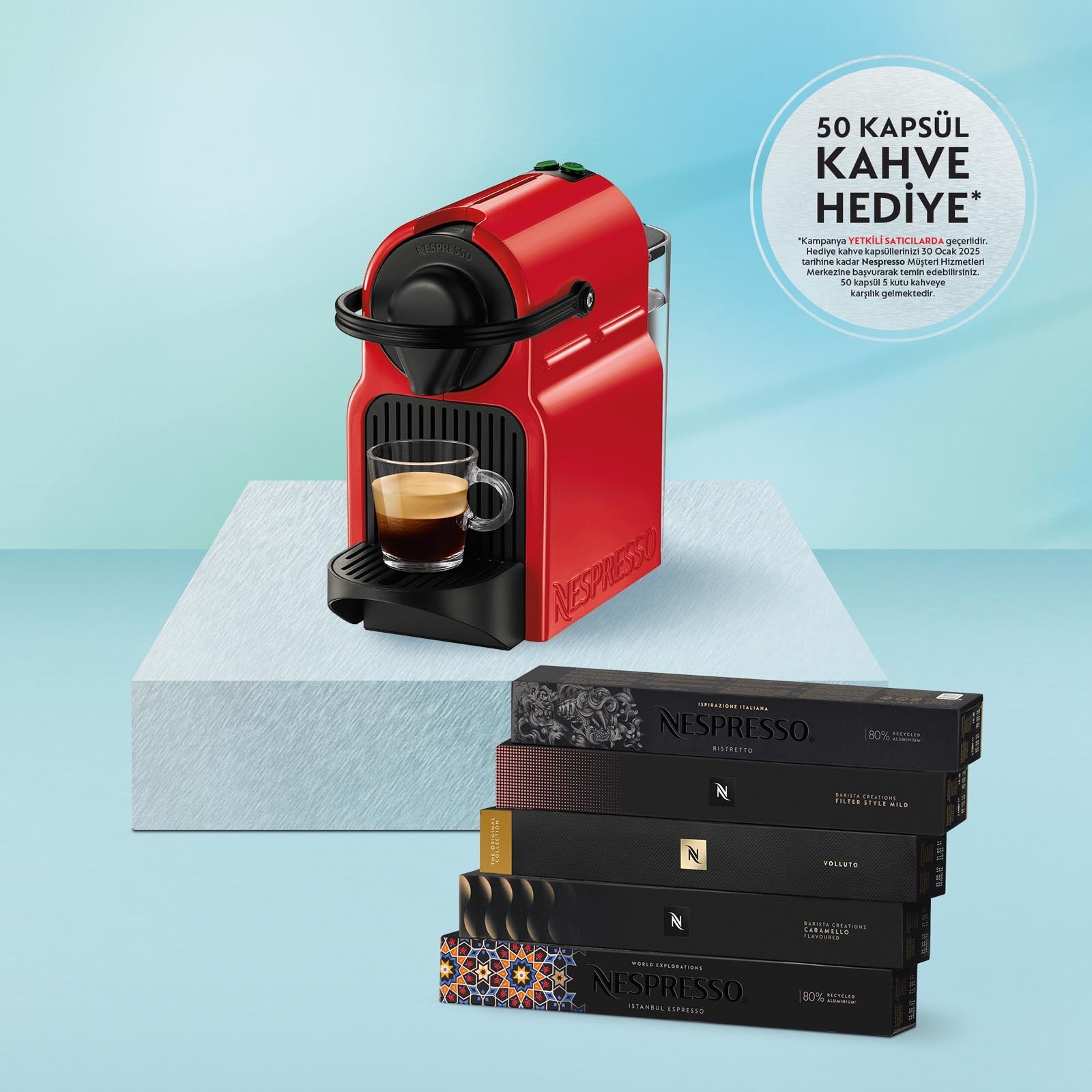 Nespresso C40 Inissia Kırmızı Kahve Makinesi