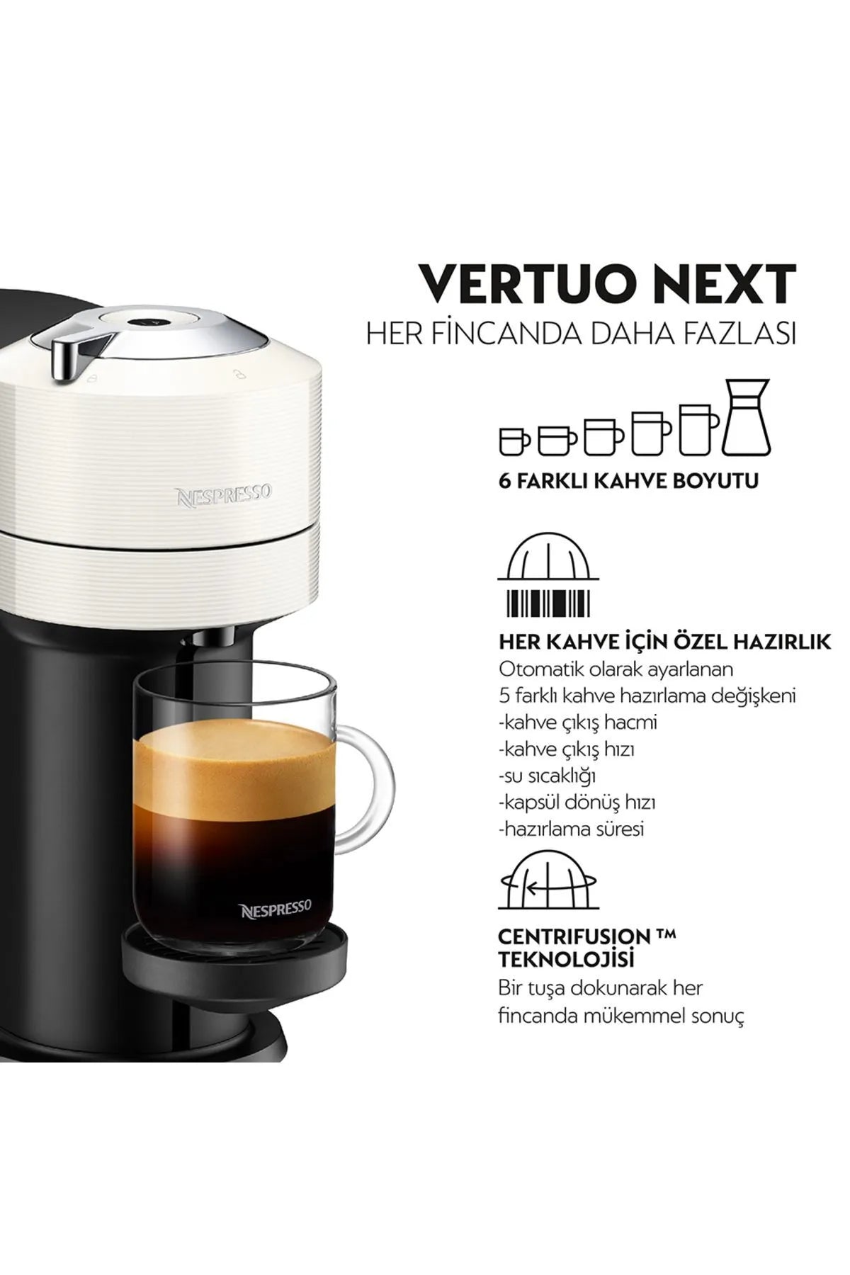 Nespresso Vertuo Next Beyaz Kapsül Kahve Makinesi