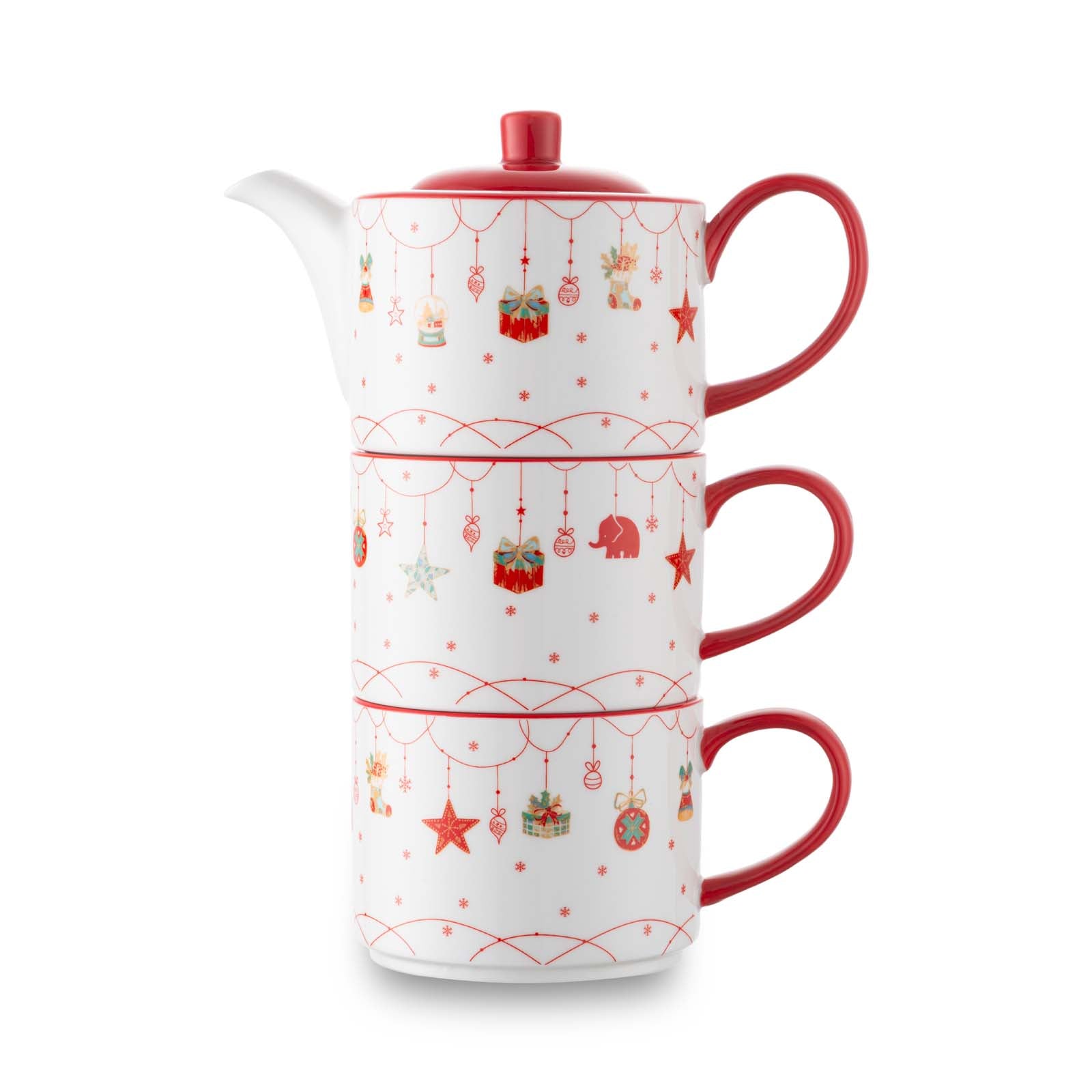 Jumbo New Year Janus Teapot ve 2'li Bardak Seti